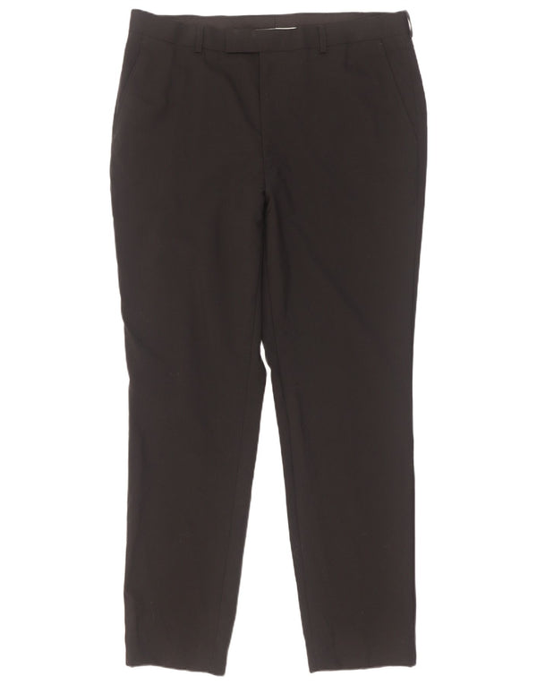 Calças de terno de ajuste fino masculino French Connection W36 L31 poliéster preto