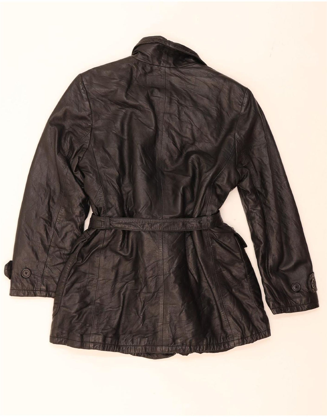 CONBIPEL Womens Leather Coat IT 44 Medium Black Leather Vintage Conbipel and Second-Hand Conbipel from Messina Hembry 