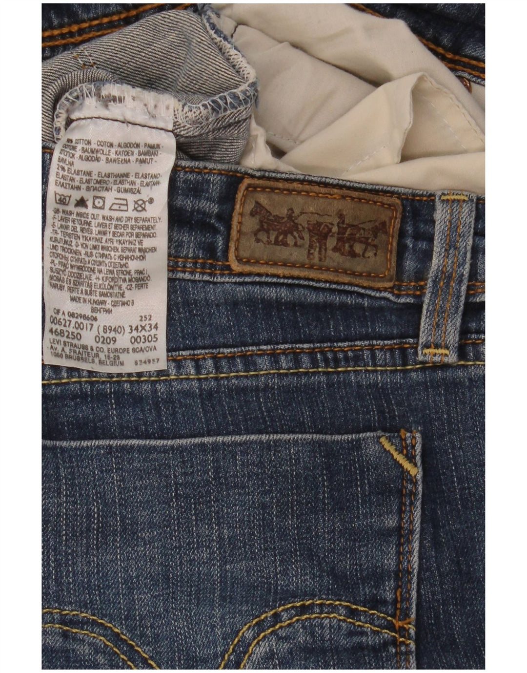 Calça jeans feminina Levi's 627 Straight W34 L30 azul algodão