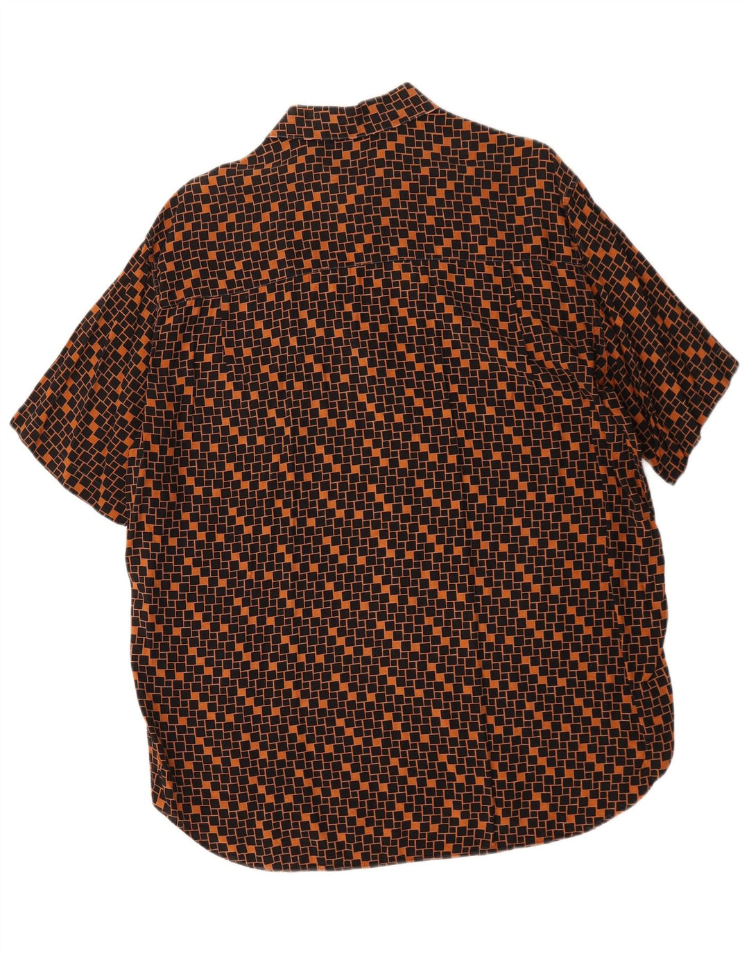Camisa masculina vintage de manga curta grande marrom geométrica