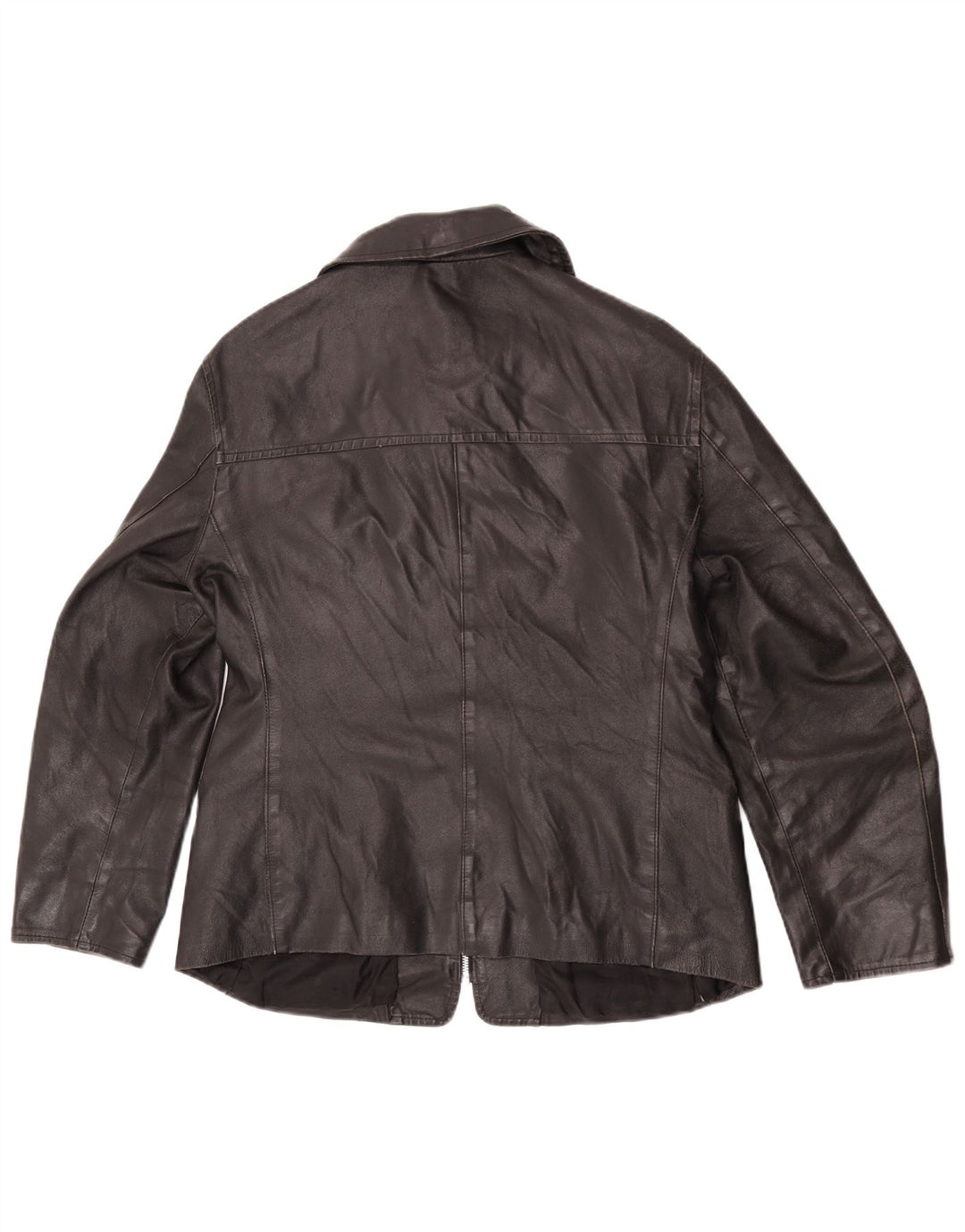 Jaqueta de couro feminina Sasch UK 14 grande couro preto