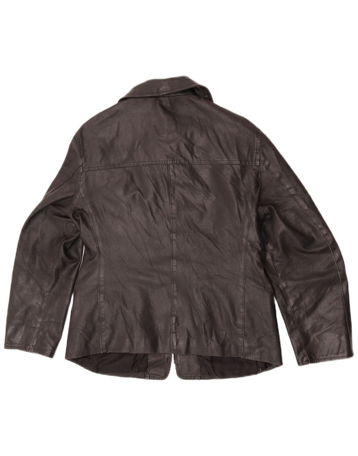 Jaqueta de couro feminina Sasch UK 14 grande couro preto