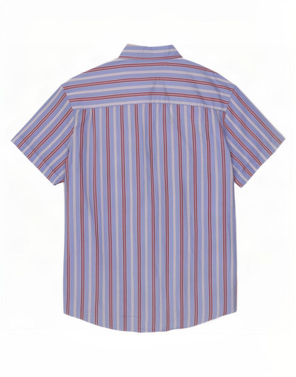 Camisa masculina de manga curta Tommy Hilfiger grande algodão listrado azul