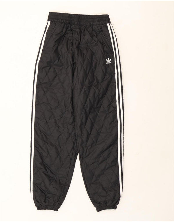 Adidas Womens Quilted Joggers Windbreaker Calças UK 8 Small Black Sports