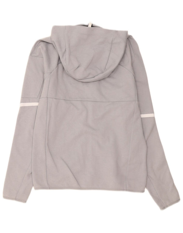 Adidas masculino zip moletom com capuz pequeno cinza colorblock algodão