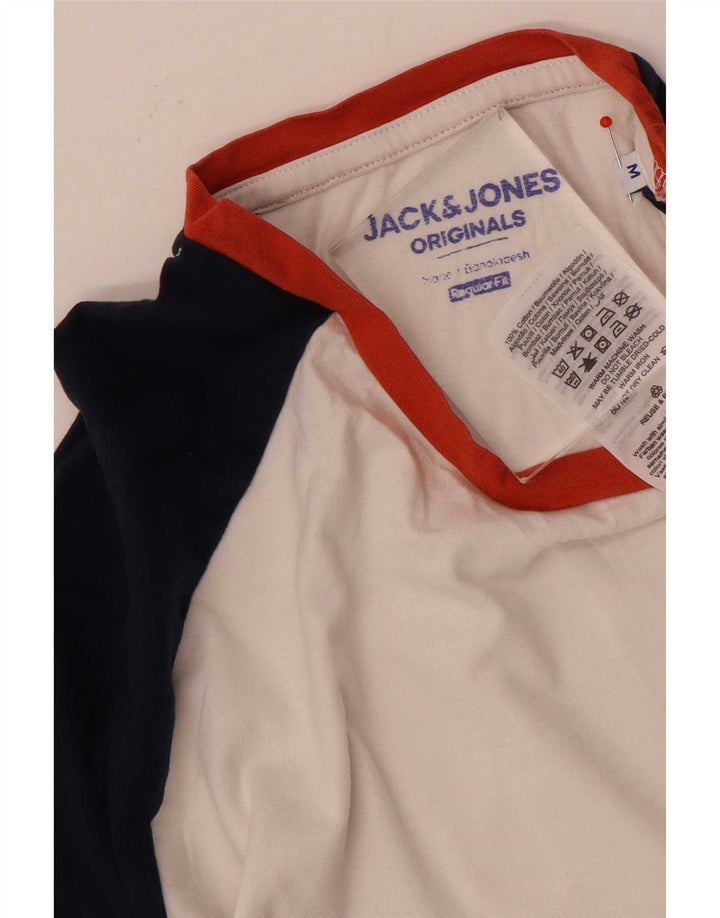 Jack & Jones Mens Regular Fit Top Manga Longa Médio Branco Colorblock