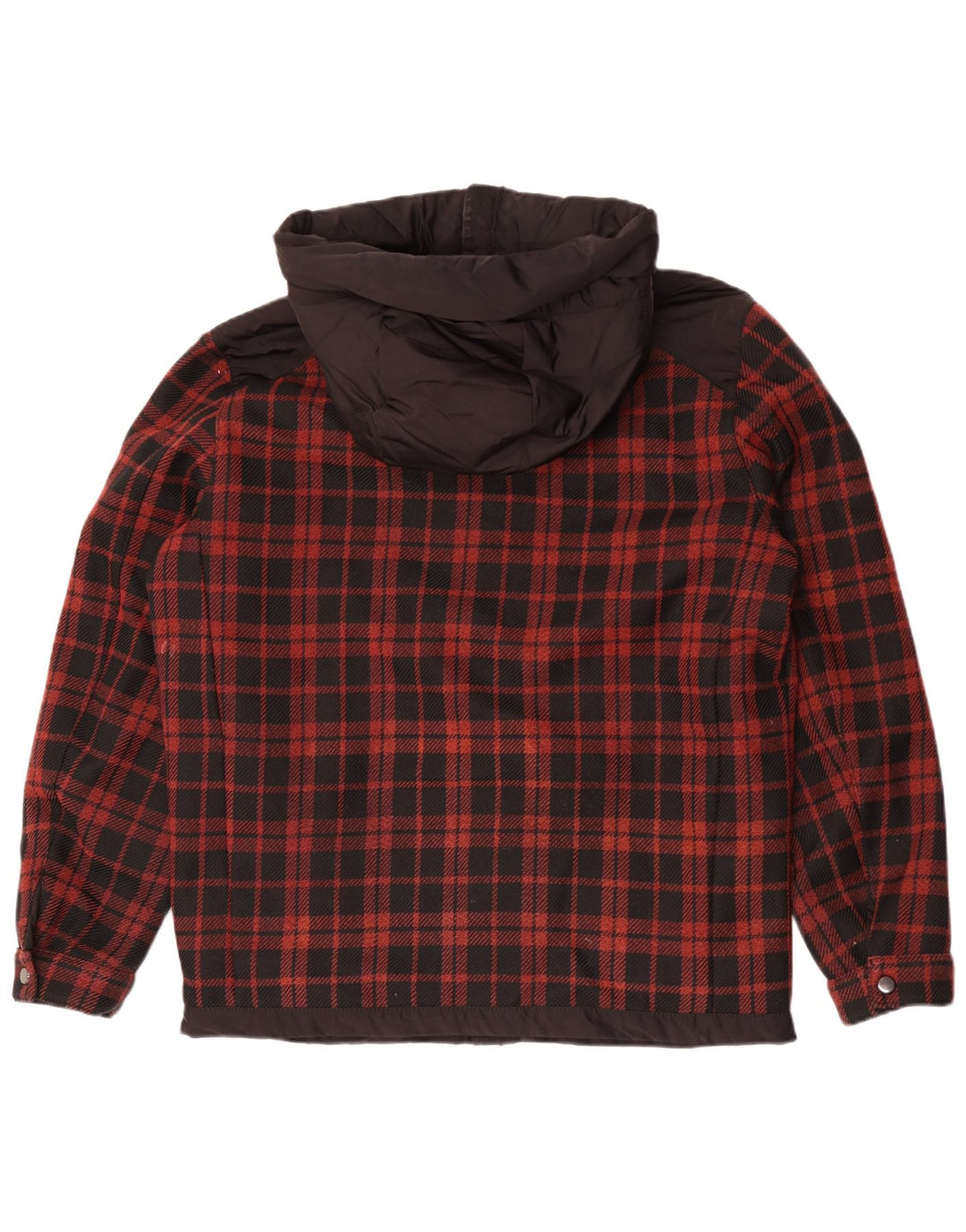 Jaqueta utilitária masculina Zara com capuz e capuz Reino Unido 40 poliéster xadrez preto grande