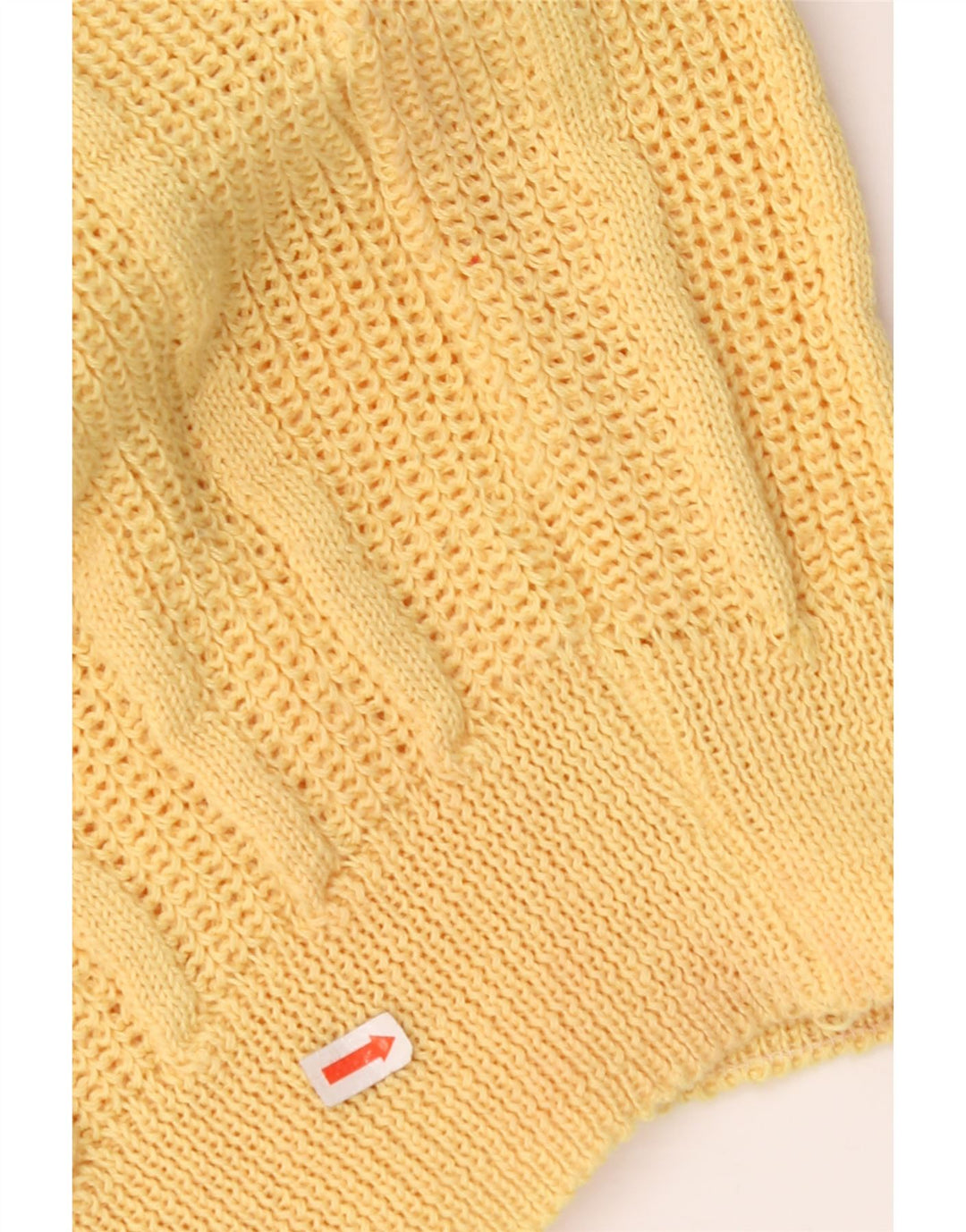Suéter feminino VINTAGE com gola canoa Reino Unido 12 acrílico amarelo médio