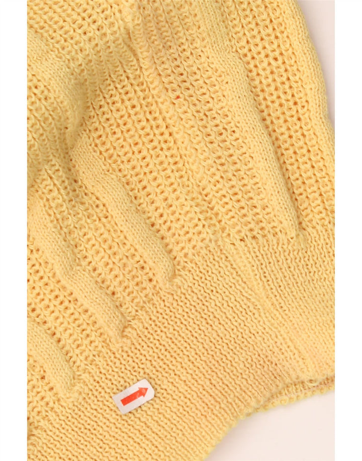 Suéter feminino VINTAGE com gola canoa Reino Unido 12 acrílico amarelo médio