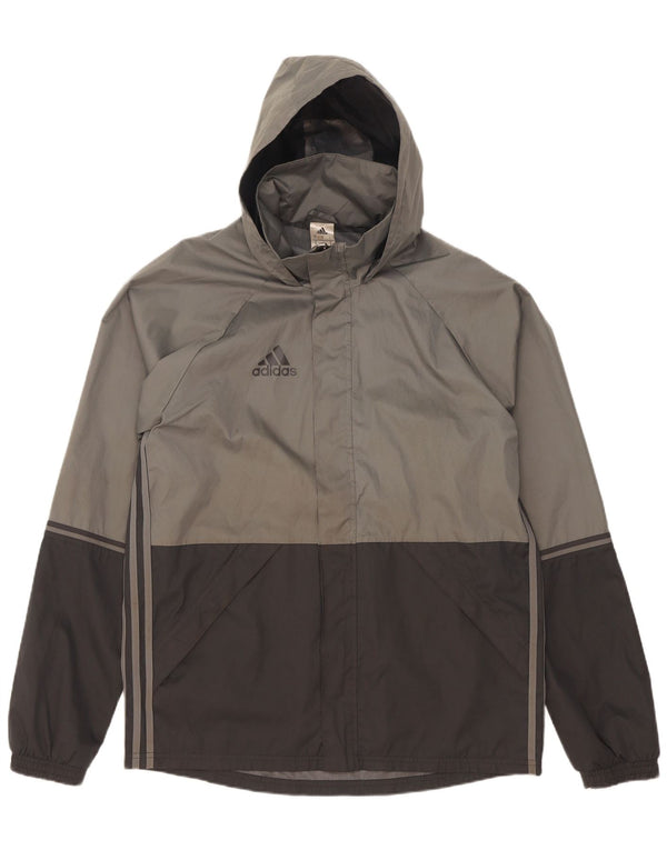 Adidas Mens Hooded Rain Jacket UK 38 Médio Cinza Colourblock Poliéster
