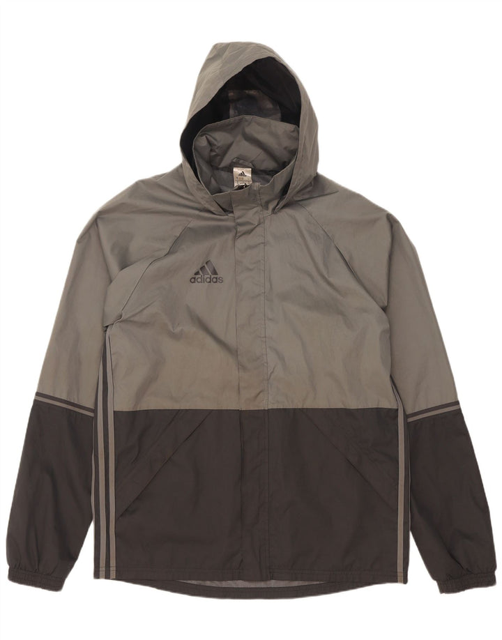 Adidas Mens Hooded Rain Jacket UK 38 Médio Cinza Colourblock Poliéster