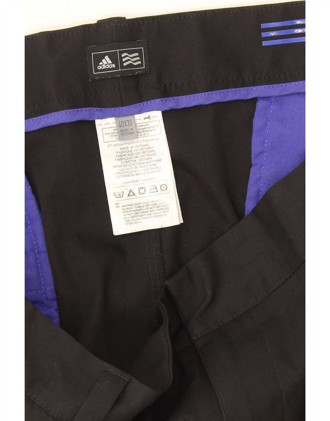 Adidas Mens Straight Suit Calças W40 L30 Poliéster Preto