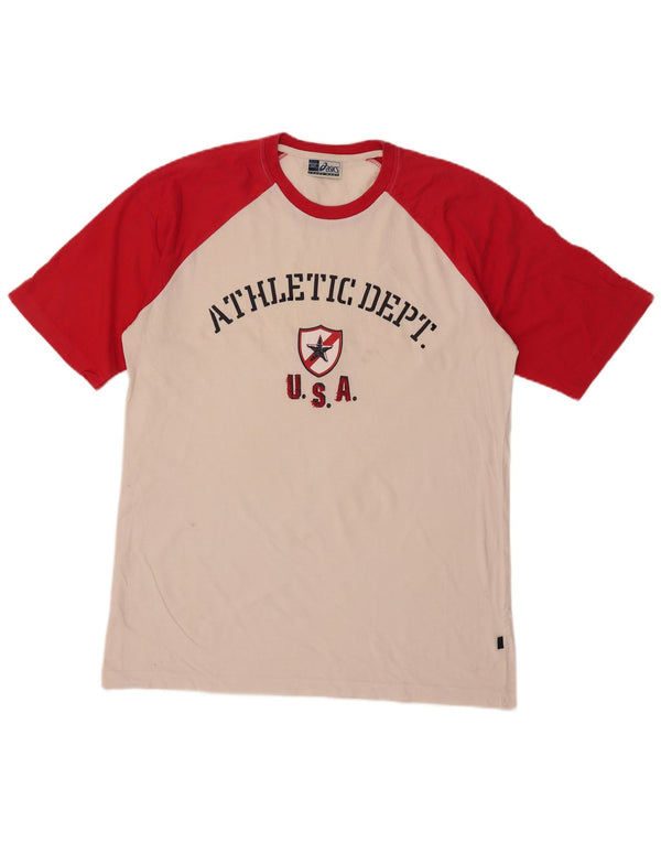 Camiseta gráfica masculina Asics Top XL branco colorblock algodão