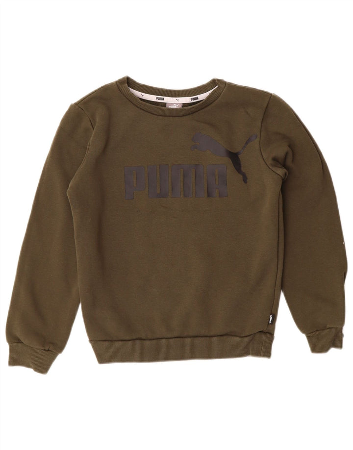 PUMA Boys Graphic Moletom Jumper 9-10 Anos Algodão Cáqui