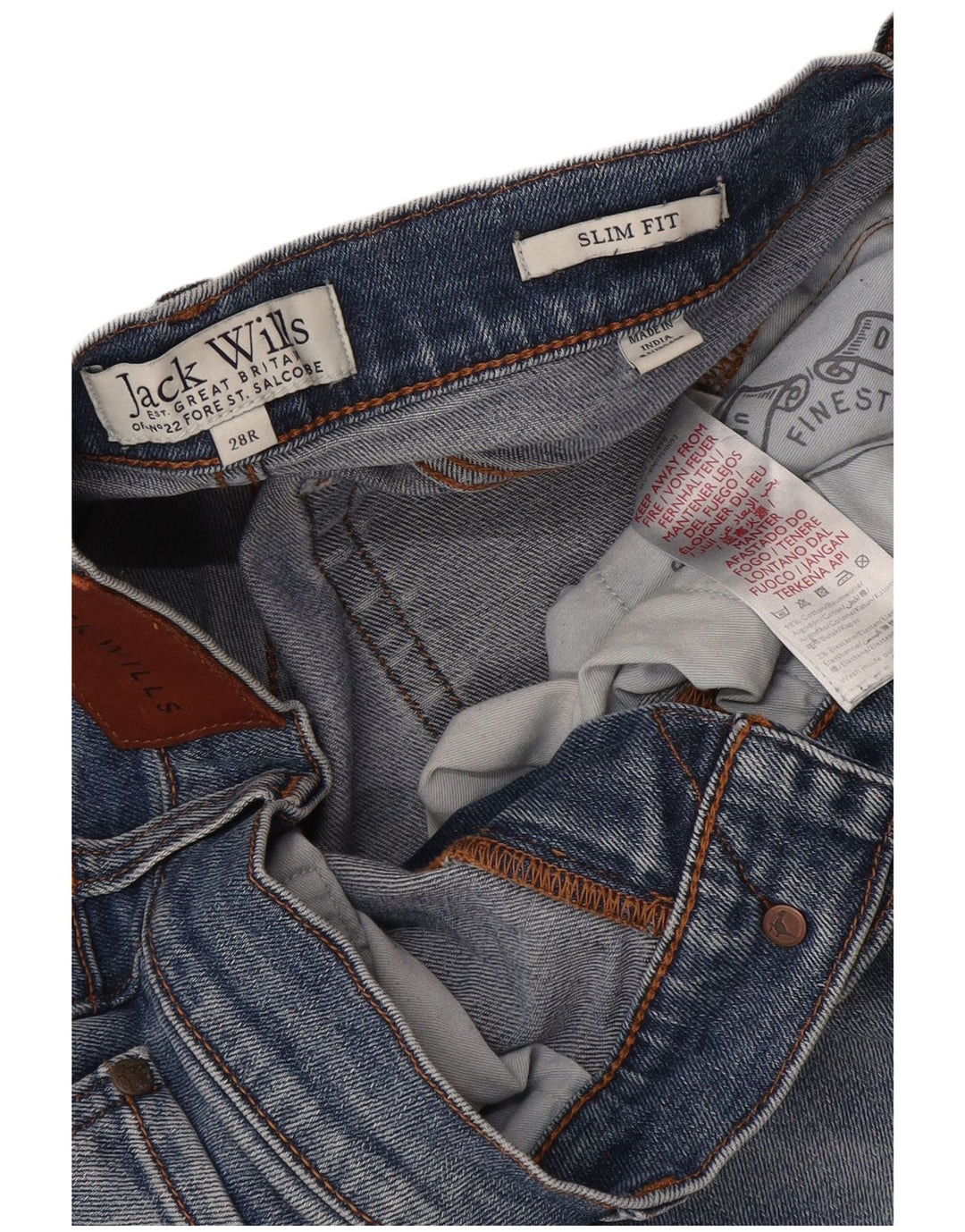 Jack Wills Mens Slim Jeans W28 L30 Azul Algodão