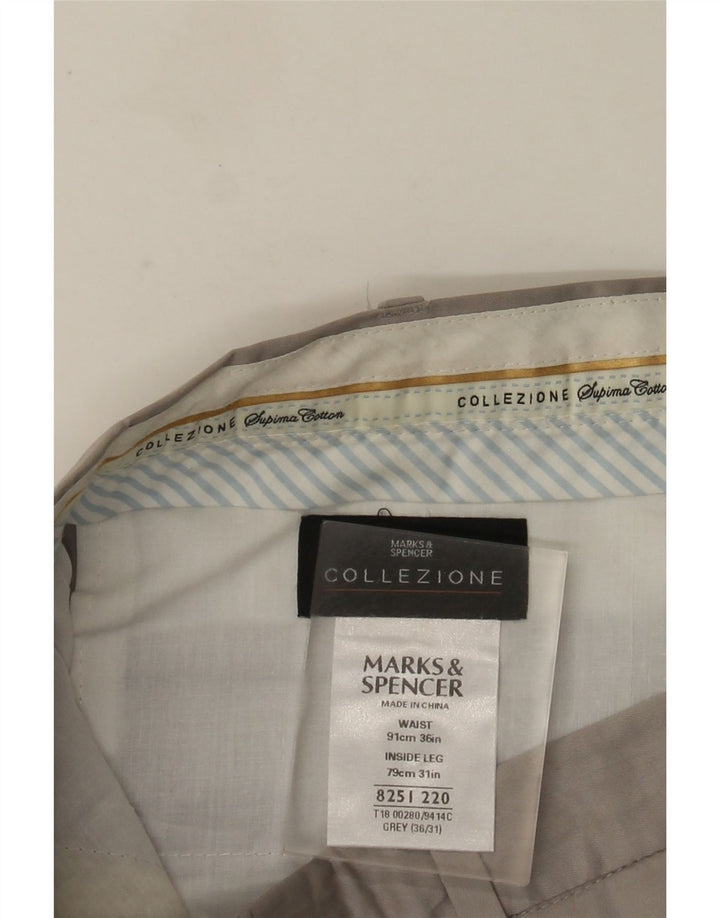 Calça masculina de terno reto MARKS & SPENCER W36 L31 algodão cinza
