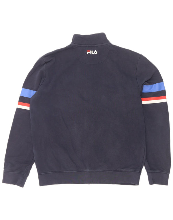 Fila Mens Treino Top Jaqueta Grande Algodão Azul Marinho Esportes