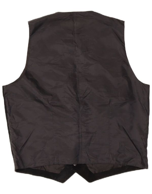 Colete masculino vintage de camurça IT 54 XL couro preto