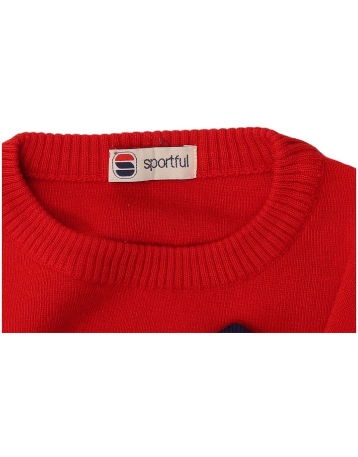 Suéter masculino Sportful com gola redonda grande bloco colorido vermelho