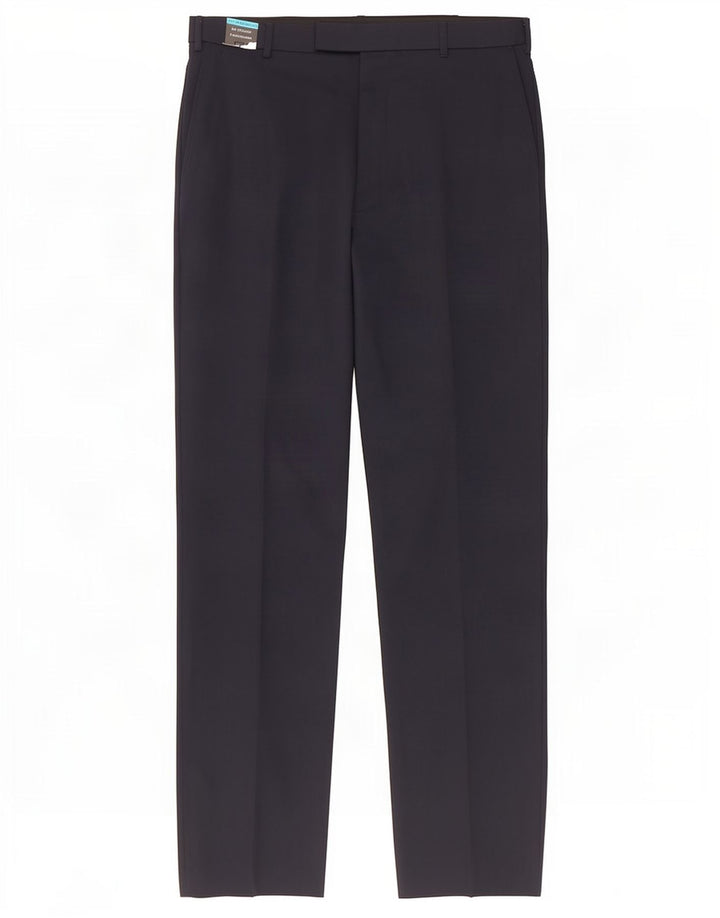 Calça masculina de terno regular Marks & Spencer W34 L33 azul marinho lã
