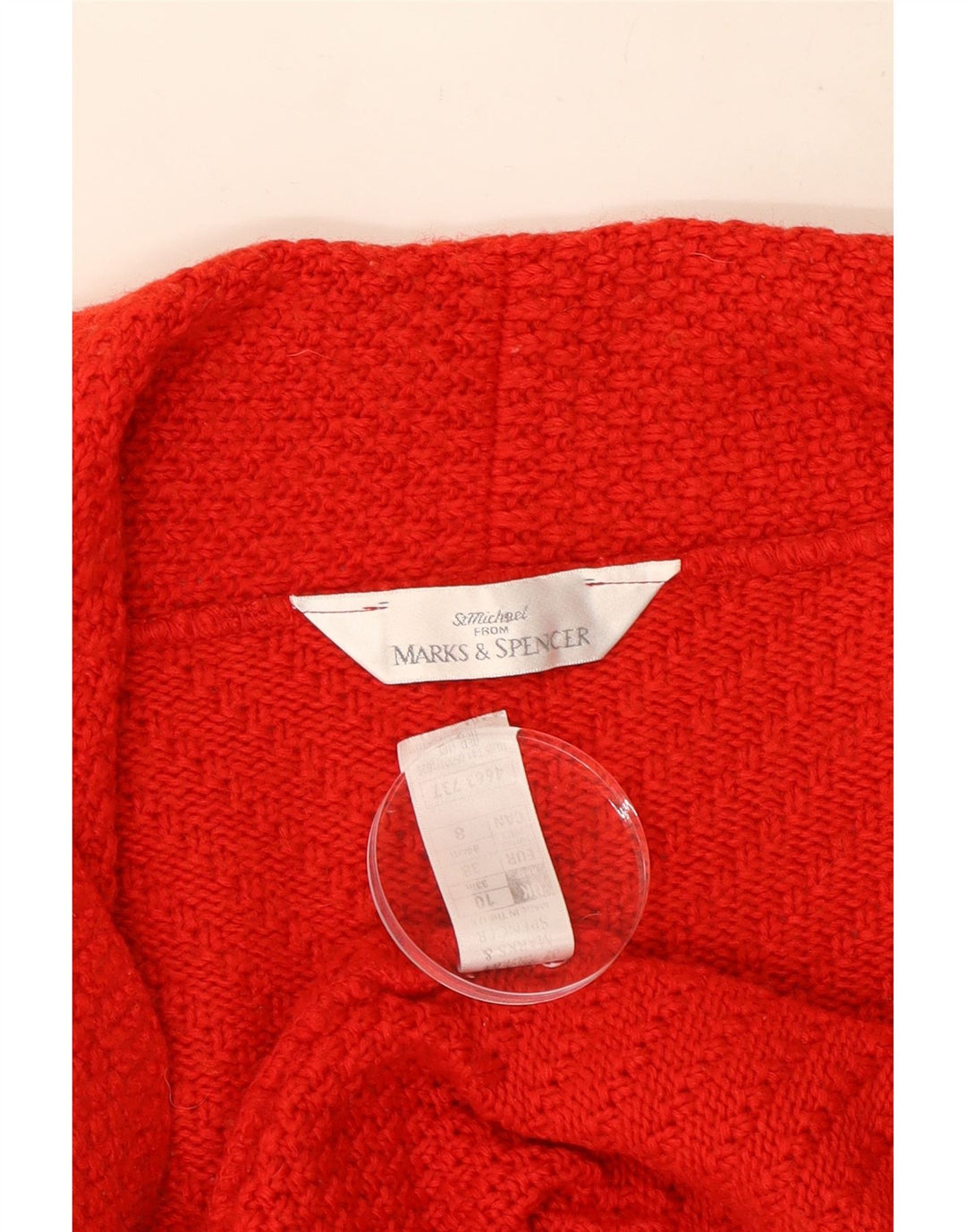 Suéter cardigã feminino aberto Marks & Spencer Reino Unido 10 lã vermelha pequena