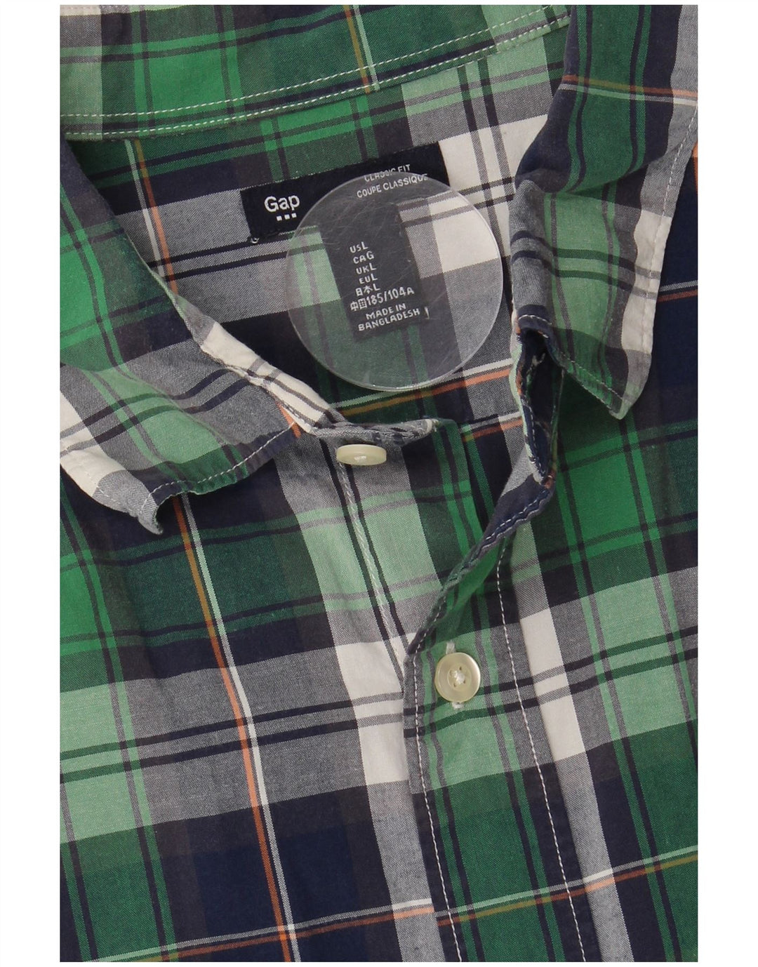 Camisa masculina GAP Classic Fit grande algodão xadrez verde