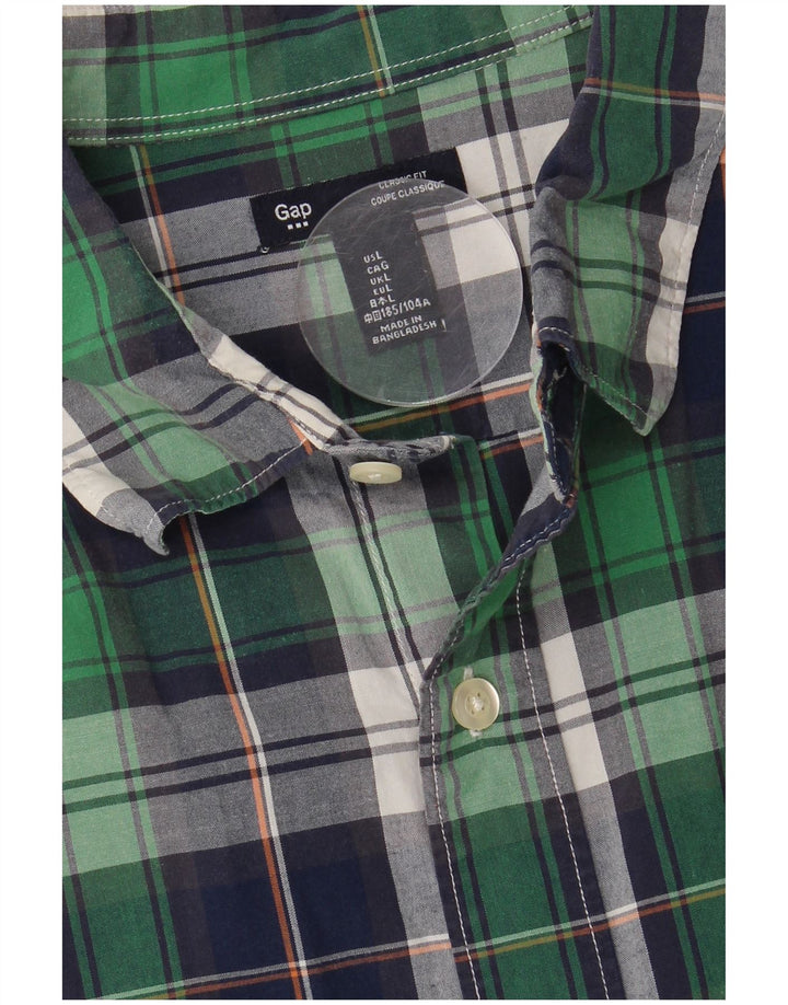 Camisa masculina GAP Classic Fit grande algodão xadrez verde