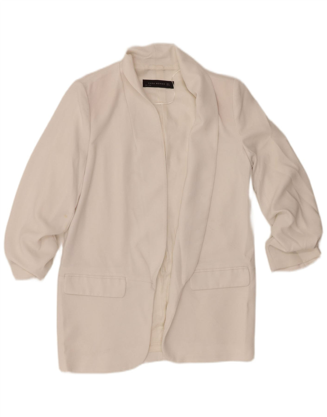 Zara Jaqueta blazer feminina manga 3/4 aberta Reino Unido 10 pequena branca