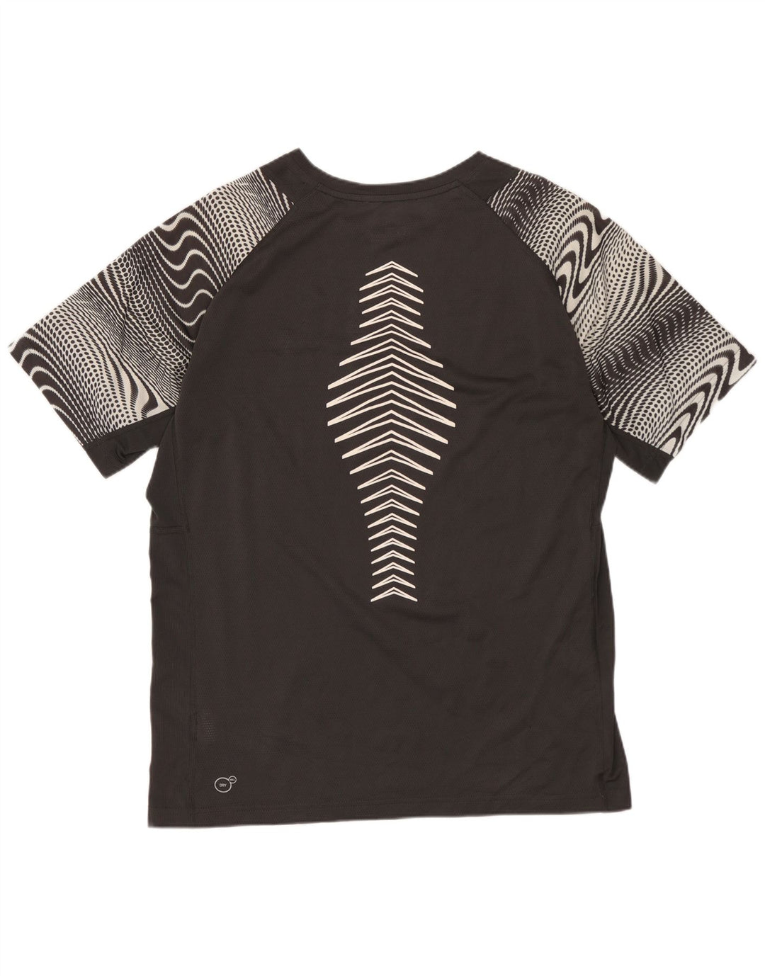 Camiseta masculina PUMA com estampa gráfica cinza médio poliéster geométrico
