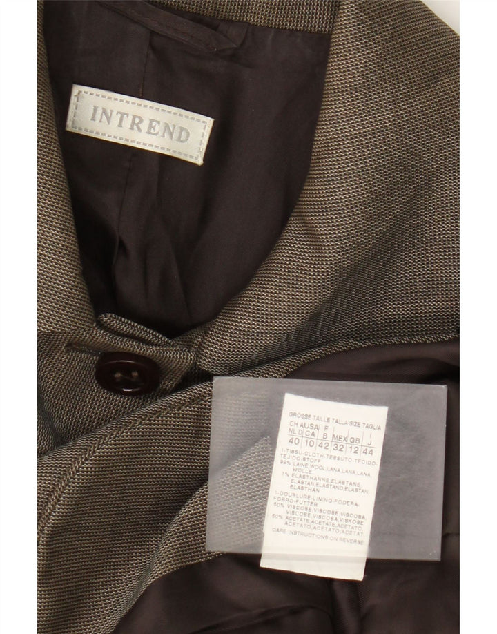 Jaqueta blazer feminina Intrend com 4 botões Reino Unido 12 lã marrom médio