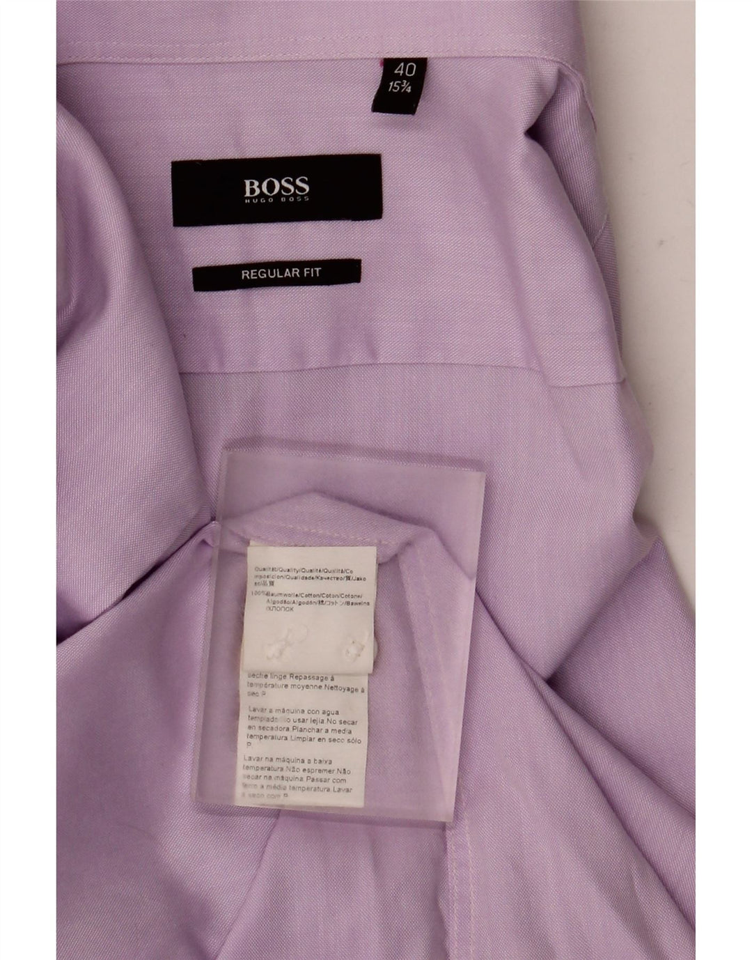 Camisa masculina Hugo Boss Regular Fit tamanho 4015 3/4 algodão roxo médio
