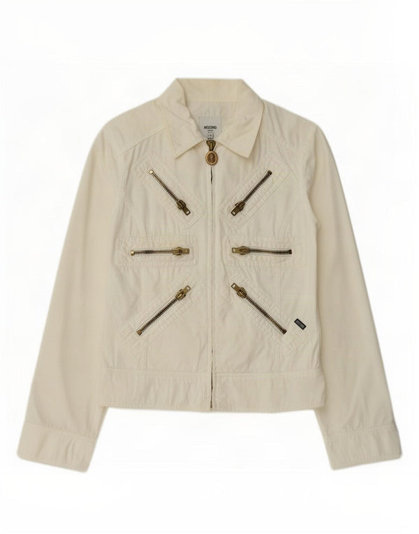 Jaqueta bomber feminina Moschino UK 12 médio algodão branco