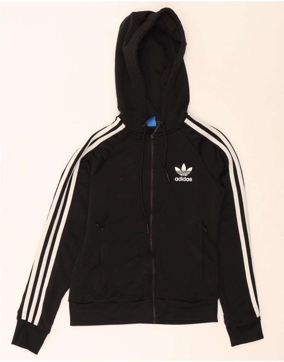Suéter adidas feminino com capuz e zíper Reino Unido 8 pequeno poliéster preto
