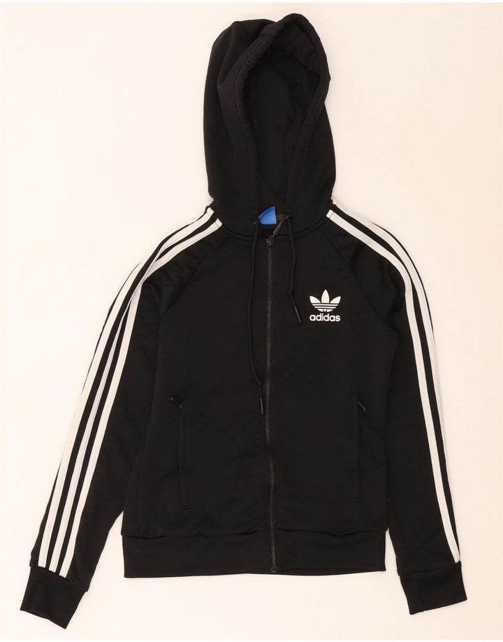 Suéter adidas feminino com capuz e zíper Reino Unido 8 pequeno poliéster preto