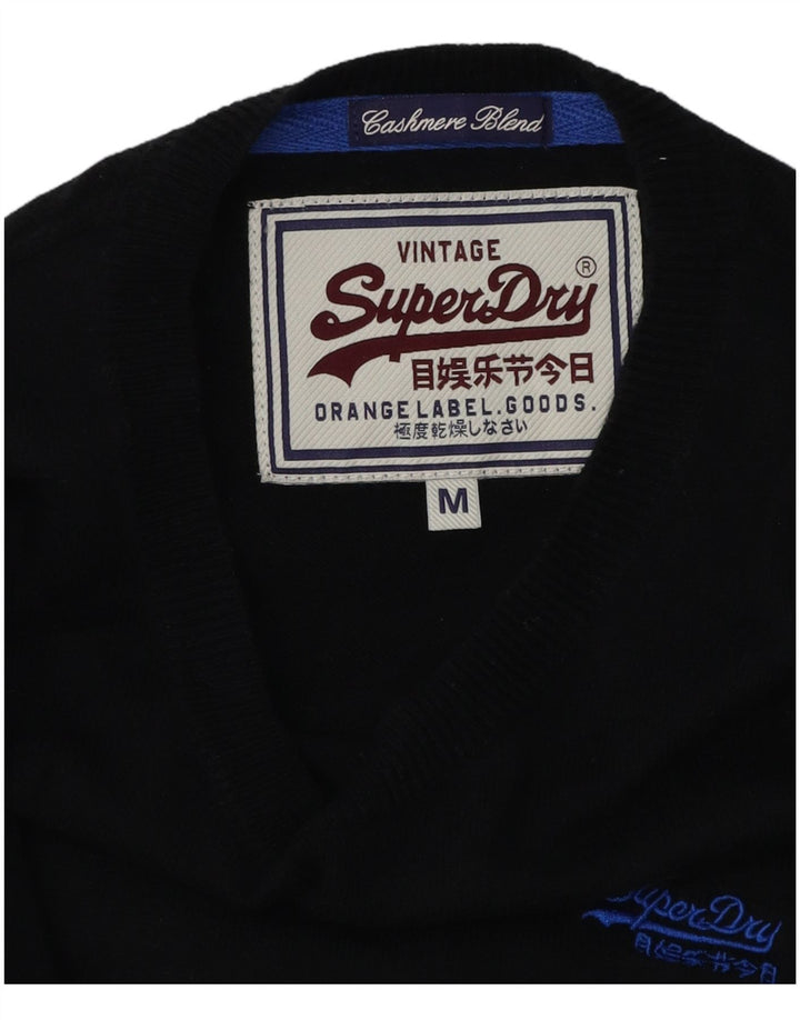 Suéter masculino Superdry com gola canoa, caxemira média preta