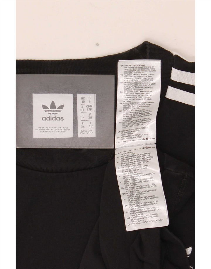 Top Feminino Adidas Manga Longa UK 10 Pequeno Algodão Preto