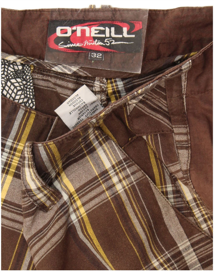 O'Neill Mens Chino Shorts W32 Médio Marrom Xadrez Algodão