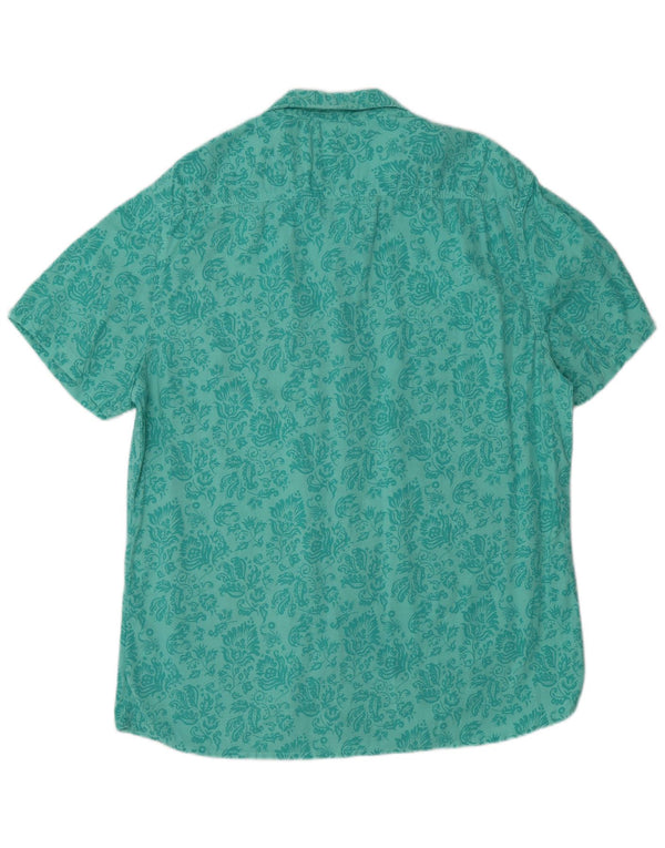 Camisa masculina de manga curta Scorpion Bay grande algodão floral turquesa