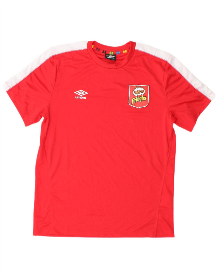 Camiseta masculina UMBRO Top pequeno poliéster colorblock vermelho