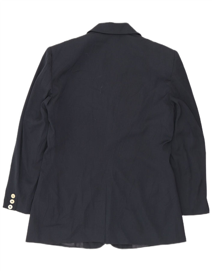 Jaqueta blazer feminina de 2 botões BENETTON IT 46 grande poliéster azul marinho