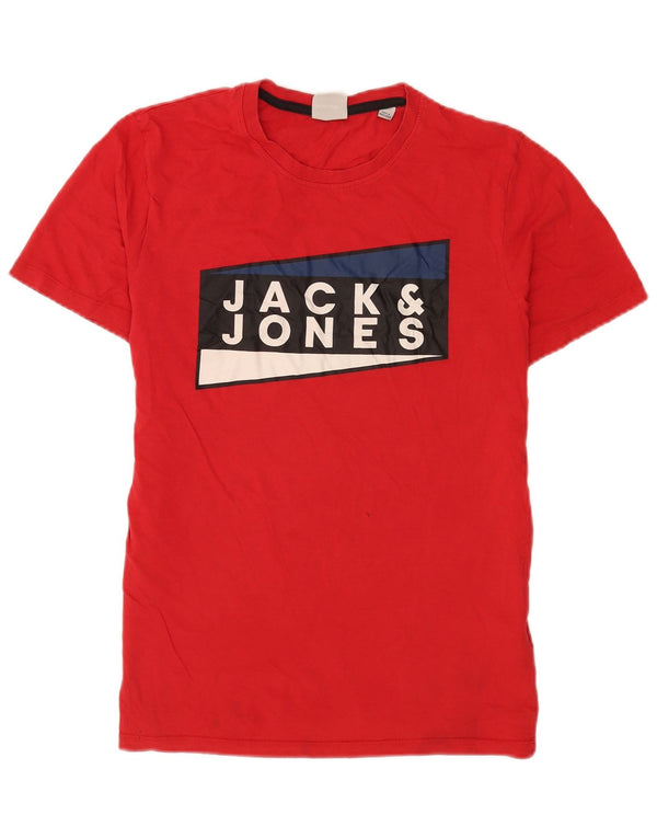 Camiseta gráfica masculina Jack & Jones Top médio algodão vermelho