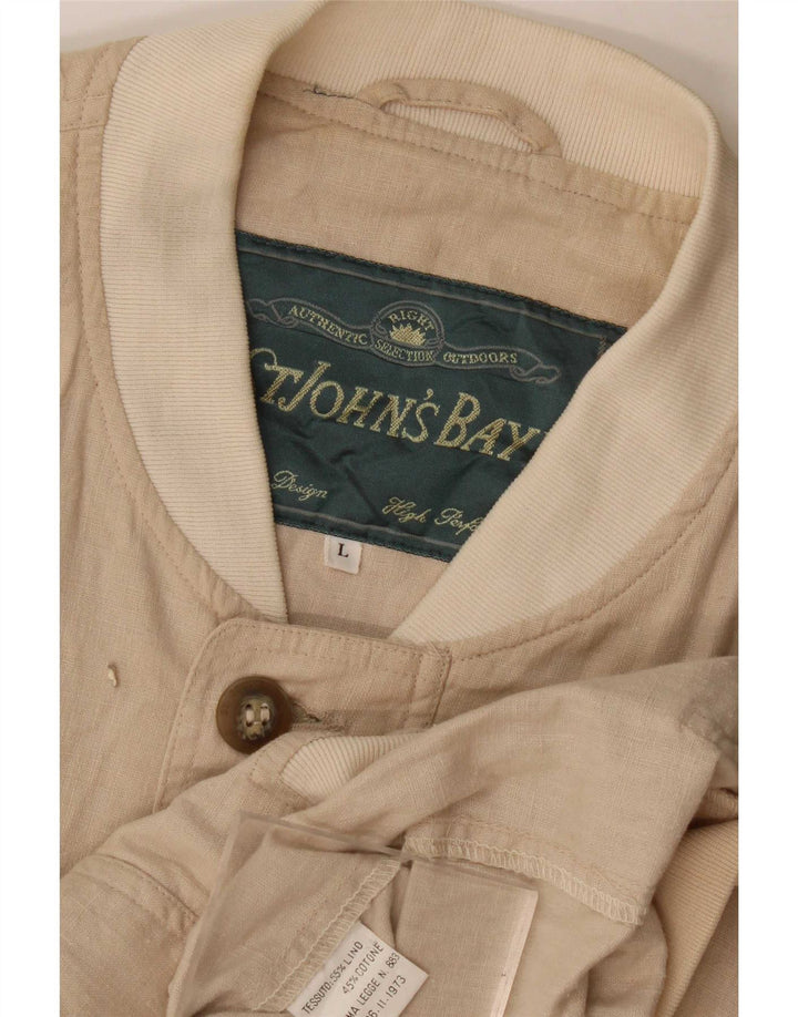 Jaqueta bomber masculina St John's Bay UK 40 grande linho bege