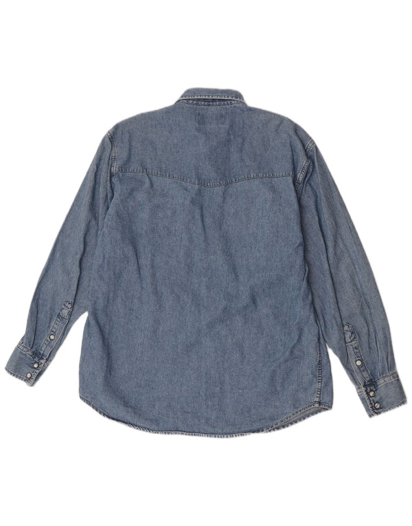 Camisa jeans masculina Lee pequena azul algodão