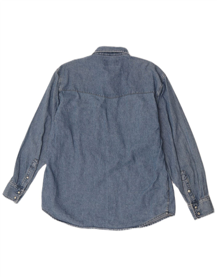 Camisa jeans masculina Lee pequena azul algodão