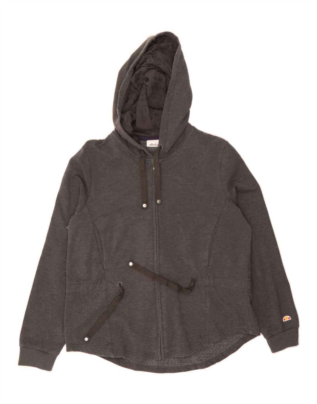 ELLESSE Womens Zip Hoodie Sweater UK 14 Medium Grey Cotton Vintage Ellesse and Second-Hand Ellesse from Messina Hembry 