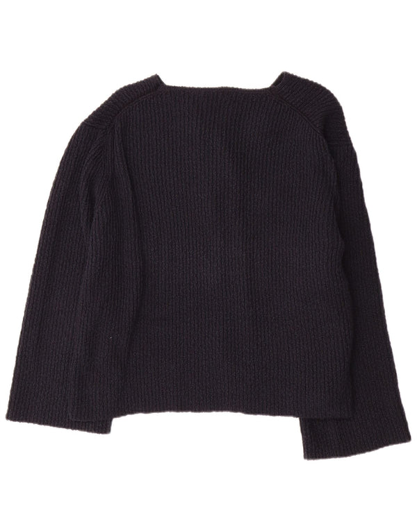 Massimo Dutti Womens Oversized Cardigan Sweater UK 14 Large Navy Blue