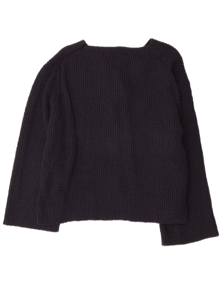 Suéter cardigã feminino grande Massimo Dutti Reino Unido 14 grande azul marinho