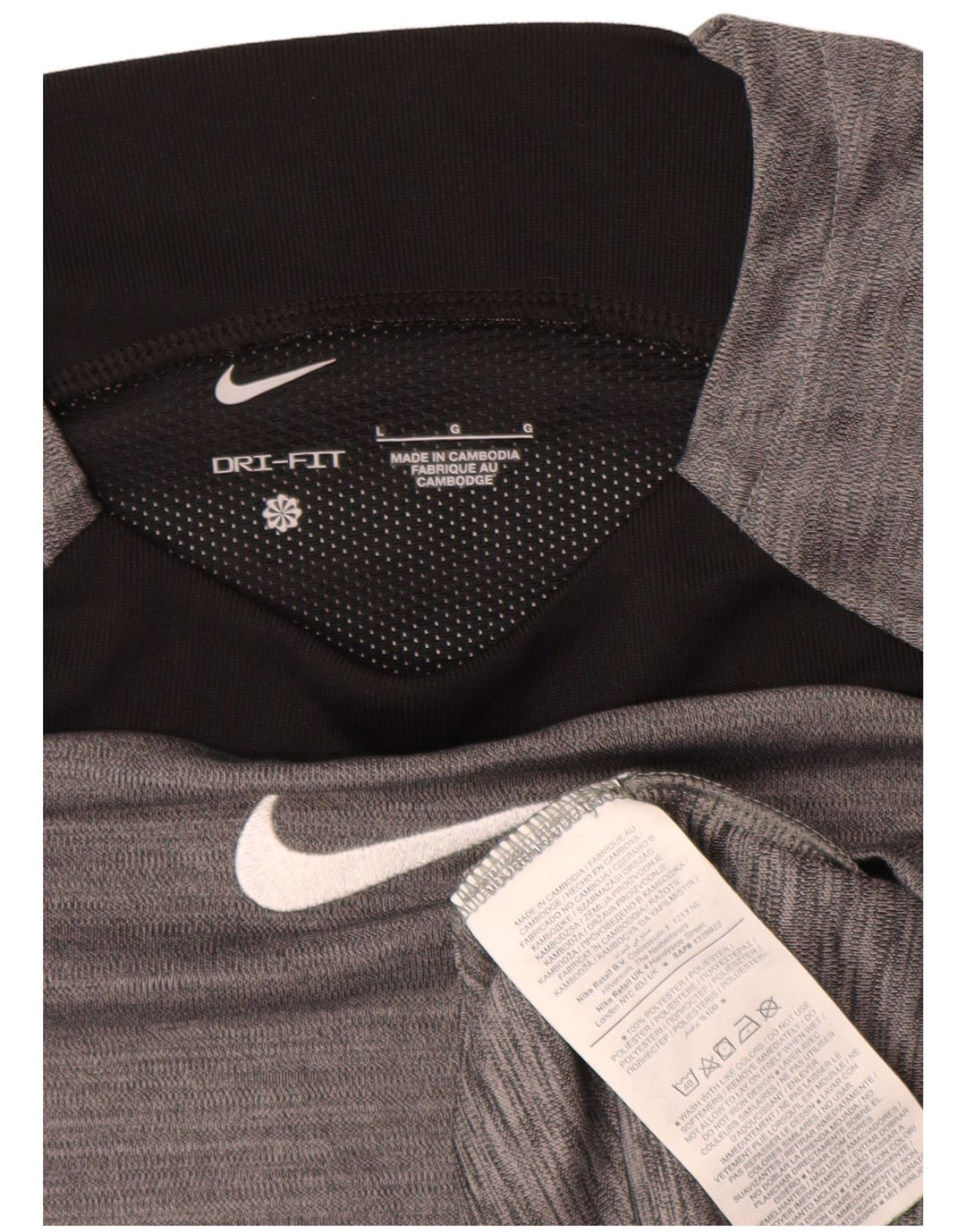 Camiseta masculina Nike Dri Fit Top grande cinza colorblock poliéster