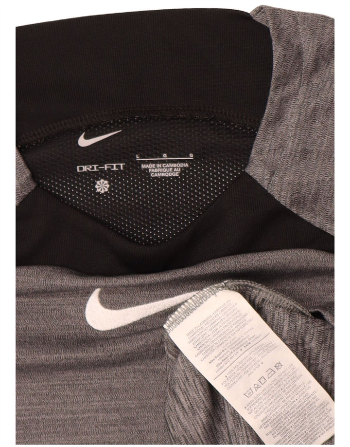 Camiseta masculina Nike Dri Fit Top grande cinza colorblock poliéster