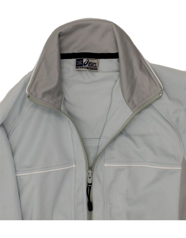 ASICS Womens Oversized Tracksuit Top Jacket UK 10 Small Blue Colourblock Vintage Asics and Second-Hand Asics from Messina Hembry 